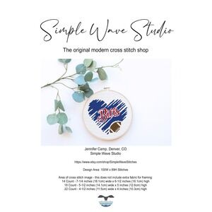 Buffalo Bills Football Counted Cross‎ Stitch Pattern Leaflet Chart
